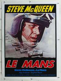 n253 LE MANS linen German movie poster '71 Steve McQueen, car racing!