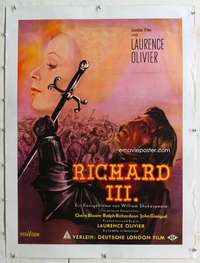 n256 RICHARD 3 linen German movie poster '54 Olivier, Engel artwork!