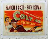 n018 COLT .45 linen half-sheet movie poster '50 Randolph Scott, Ruth Roman