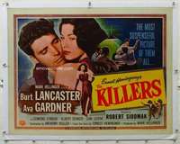 n029 KILLERS linen half-sheet movie poster R56 Burt Lancaster, Ava Gardner