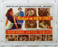 n038 PICKUP ON SOUTH STREET linen half-sheet movie poster '53 Sam Fuller