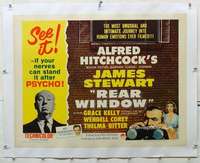n040 REAR WINDOW linen half-sheet movie poster R62 Alfred Hitchcock, Stewart