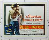 n044 STREETCAR NAMED DESIRE linen half-sheet movie poster R58 Brando, Leigh