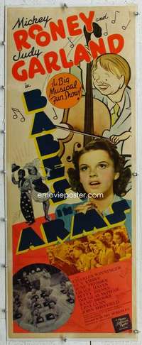 n050 BABES IN ARMS linen insert movie poster '39 Rooney, Judy Garland