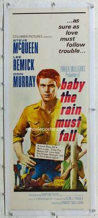 n051 BABY THE RAIN MUST FALL linen insert movie poster '65 McQueen