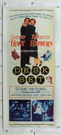 n055 DESK SET linen insert movie poster '57 Spencer Tracy, Kate Hepburn