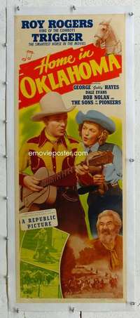 n060 HOME IN OKLAHOMA linen insert movie poster '46 Roy Rogers, Evans