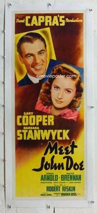 n066 MEET JOHN DOE linen insert movie poster R40s Gary Cooper, Capra