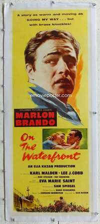 n068 ON THE WATERFRONT linen insert movie poster '54 Marlon Brando