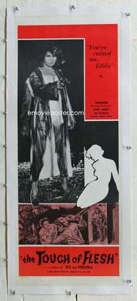 n077 TOUCH OF FLESH linen insert movie poster '60 wild sex & violence!