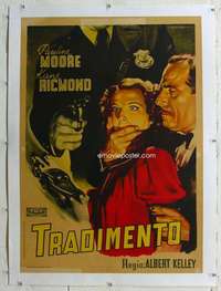 n187 DOUBLE CROSS linen Italian one-sheet movie poster '47 Previtali art!