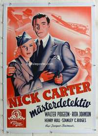 n271 NICK CARTER MASTER DETECTIVE linen Swedish movie poster '39