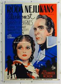 n275 RETURN OF THE SCARLET PIMPERNEL linen Swedish movie poster '37