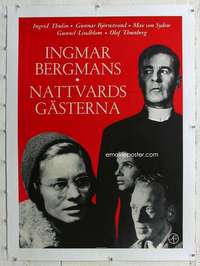 n281 WINTER LIGHT linen Swedish movie poster '63 Ingmar Bergman