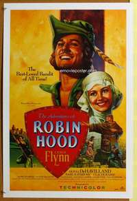p253 ADVENTURES OF ROBIN HOOD video one-sheet movie poster R91 Errol Flynn