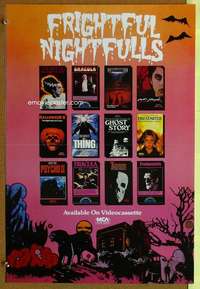p292 FRIGHTFUL NIGHTFULLS video 20x29 movie poster '80s Frankenstein!