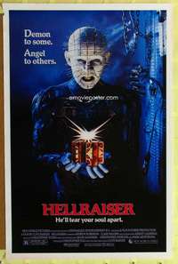 p266 HELLRAISER video one-sheet movie poster '87 Clive Barker, Pinhead!