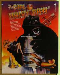 p168 GIRL IN THE HAIRY PAW special 23x29 movie poster '80s King Kong!