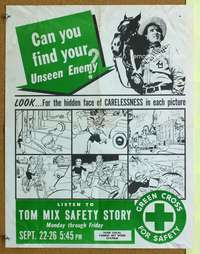 p219 TOM MIX SAFETY STORY special 17x22 movie poster '47 Green Cross!