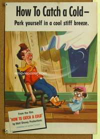 p177 HOW TO CATCH A COLD #3 special 14x20 movie poster '51 Walt Disney