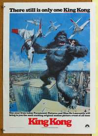 p180 KING KONG special 17x24 movie poster '76 BIG ape, Lange