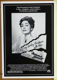 p189 MOMMIE DEAREST special 17x24 movie poster '81 Dunaway as Crawford