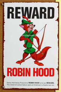 p126 ROBIN HOOD special 11x17 '73 Walt Disney cartoon, best REWARD poster design!