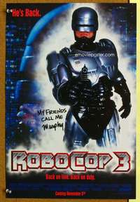 p127 ROBOCOP 3 special 13x19 movie poster advance '93 Robert Burke
