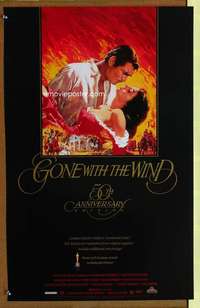 p293 GONE WITH THE WIND video 23x36 movie poster R89 Gable, Leigh