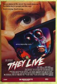 p281 THEY LIVE video one-sheet movie poster '88 Roddy Piper, John Carpenter