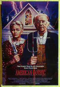 p254 AMERICAN GOTHIC video one-sheet movie poster '88 wild horror image!