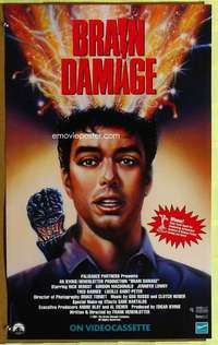 p258 BRAIN DAMAGE video one-sheet movie poster '88 it's a headache from Hell!