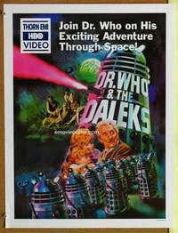 p288 DR WHO & THE DALEKS video 19x25 movie poster R80s Cushing