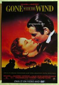 p263 GONE WITH THE WIND video one-sheet movie poster R98 Clark Gable, Leigh