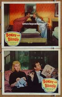 q844 BEWARE OF BLONDIE 2 movie lobby cards '50 Penny Singleton