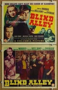 q845 BLIND ALLEY 2 movie lobby cards '39 Chester Morris, Ralph Bellamy