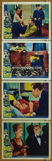 q558 BRUTE FORCE 4 movie lobby cards '47 Hume Cronyn, classic noir!
