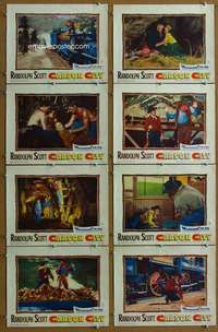 q129 CARSON CITY 8 movie lobby cards '52 Randolph Scott, western
