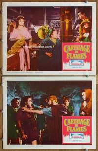 q853 CARTHAGE IN FLAMES 2 movie lobby cards '60 Brasseur, Italian!