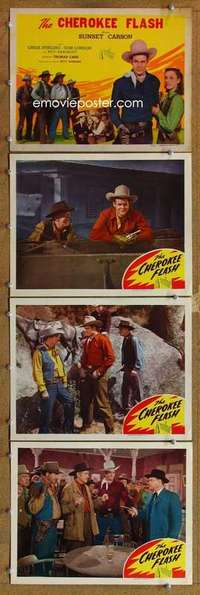 q560 CHEROKEE FLASH 4 movie lobby cards '45 Sunset Carson, Stirling