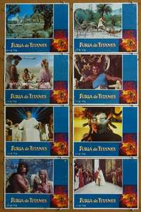 q134 CLASH OF THE TITANS 8 Spanish/U.S. movie lobby cards '81 Ray Harryhausen