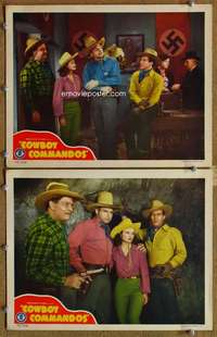 q860 COWBOY COMMANDOS 2 movie lobby cards '43 Range Busters, WWII!