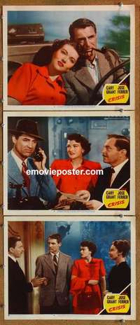 q681 CRISIS 3 movie lobby cards '50 Cary Grant, Jose Ferrer, Raymond