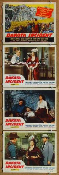 q565 DAKOTA INCIDENT 4 movie lobby cards '56 Linda Darnell, Robertson