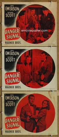 q682 DANGER SIGNAL 3 movie lobby cards '45 Faye Emerson, film noir!