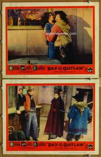q866 DAY OF THE OUTLAW 2 movie lobby cards '59 Robert Ryan, Burl Ives