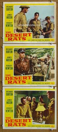 q686 DESERT RATS 3 movie lobby cards '53 Richard Burton, James Mason