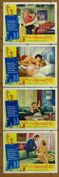 q573 DIARY OF A BACHELOR 4 movie lobby cards '64 Silver, Dom De Luise