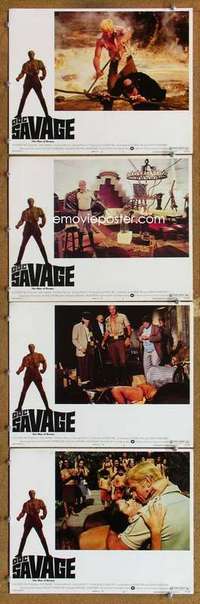 q574 DOC SAVAGE 4 movie lobby cards '75 The Man of Bronze, George Pal