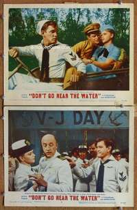 q875 DON'T GO NEAR THE WATER 2 movie lobby cards '57 Anne Francis